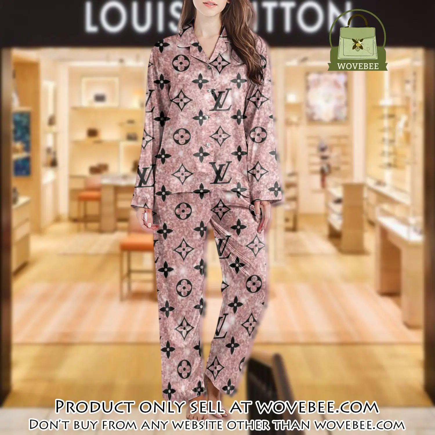 Lv monogram long satin pajama set pjs1021 wvb1355935